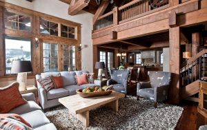 great room of the Yellowstone Club Residence designed by Elizabeth Robb Interiors