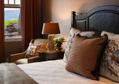 bedroom at the Bozeman Retreat designed by Elizabeth Robb Interiors