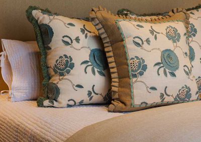 bedroom linen at the Bozeman Retreat designed by Elizabeth Robb Interiors