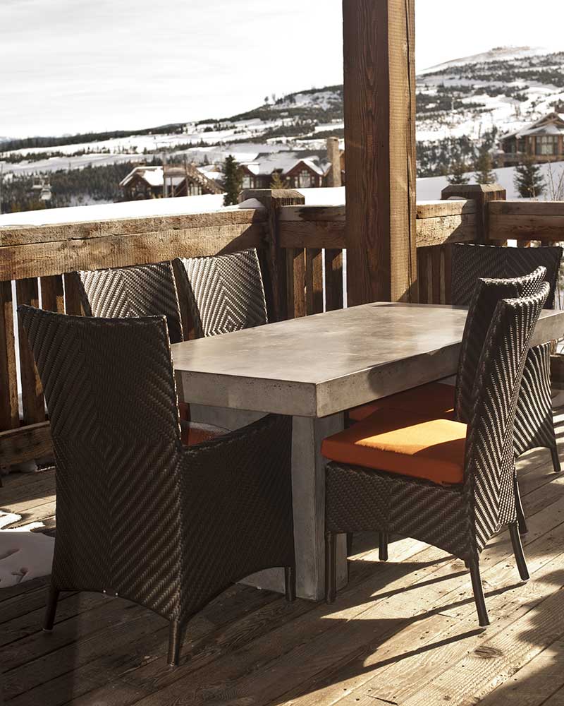 deck at the Yellowstone Club Residence designed by Elizabeth Robb Interiors