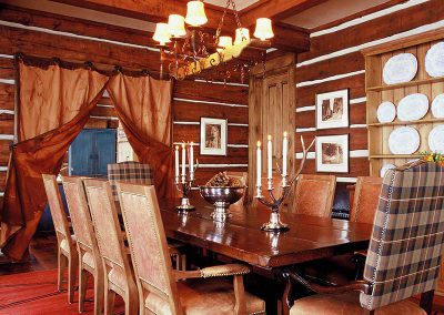 dining room at the Aspen Ranch designed by Elizabeth Robb Interiors