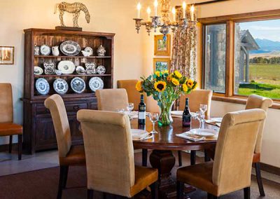 dining room at the Shields River Residence designed by Elizabeth Robb Interiors