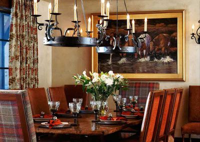 dining room at the Spanish Peaks Residence designed by Elizabeth Robb Interiors