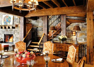 dining room at the Yellowstone Club Residence designed by Elizabeth Robb Interiors