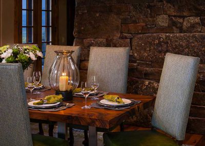 formal dining room at the Bozeman Retreat designed by Elizabeth Robb Interiors