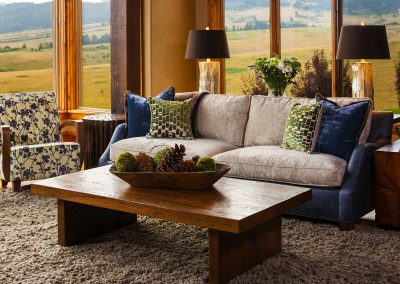 living room at the Bozeman Retreat designed by Elizabeth Robb Interiors