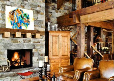 living room at the Yellowstone Club Residence designed by Elizabeth Robb Interiors