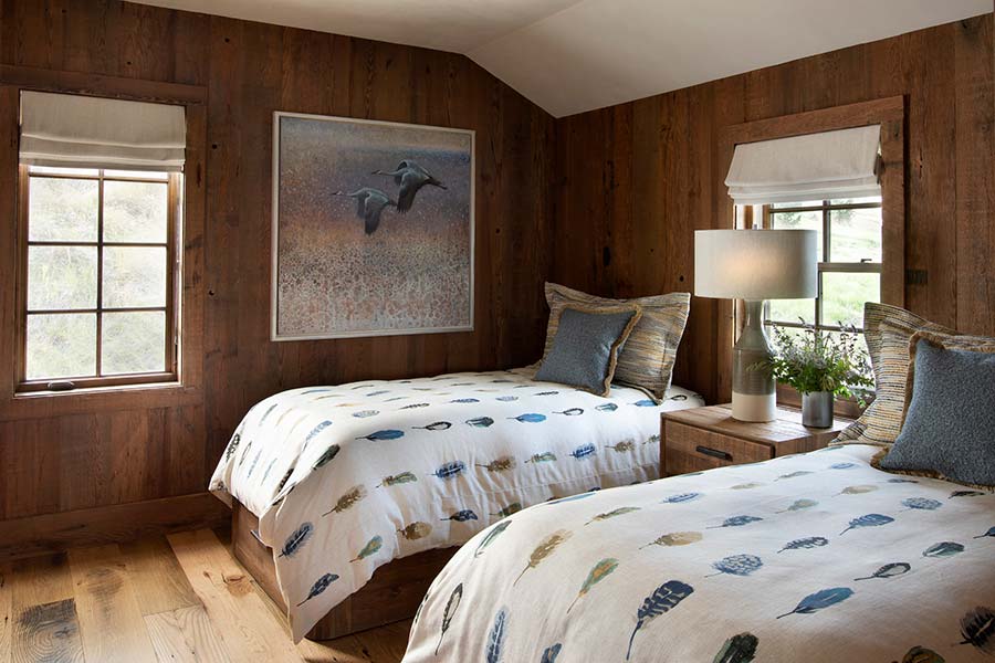 Guest bedroom with prominent art